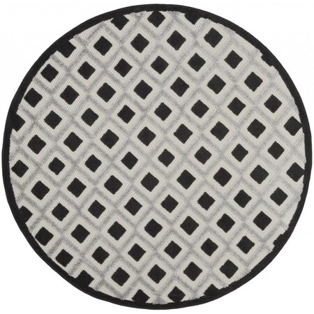 Palacedesigns 5 ft. Round Black White Gray Indoor & Outdoor Area Rug PA3651268